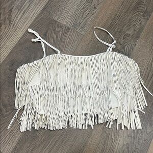 White Fringe Women's Top